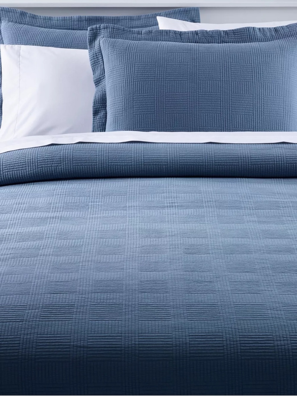 L.L. Bean Vintage Matelassé Cotton Bedspread & Shams in Atlantic Blue TWIN SIZE